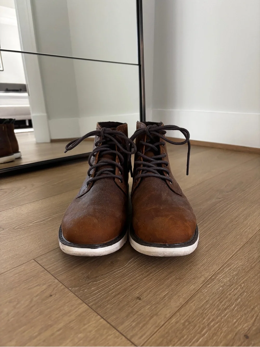 Men's TOMS Brown Leather Lace-Up Boots